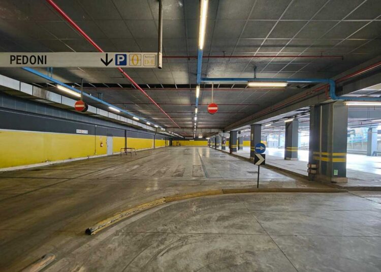 Il parcheggio sotterraneo della stazione della metro B Laurentina a Roma, che riapre al pubblico dopo un periodo di chiusura per adeguamento alle norme antincendio