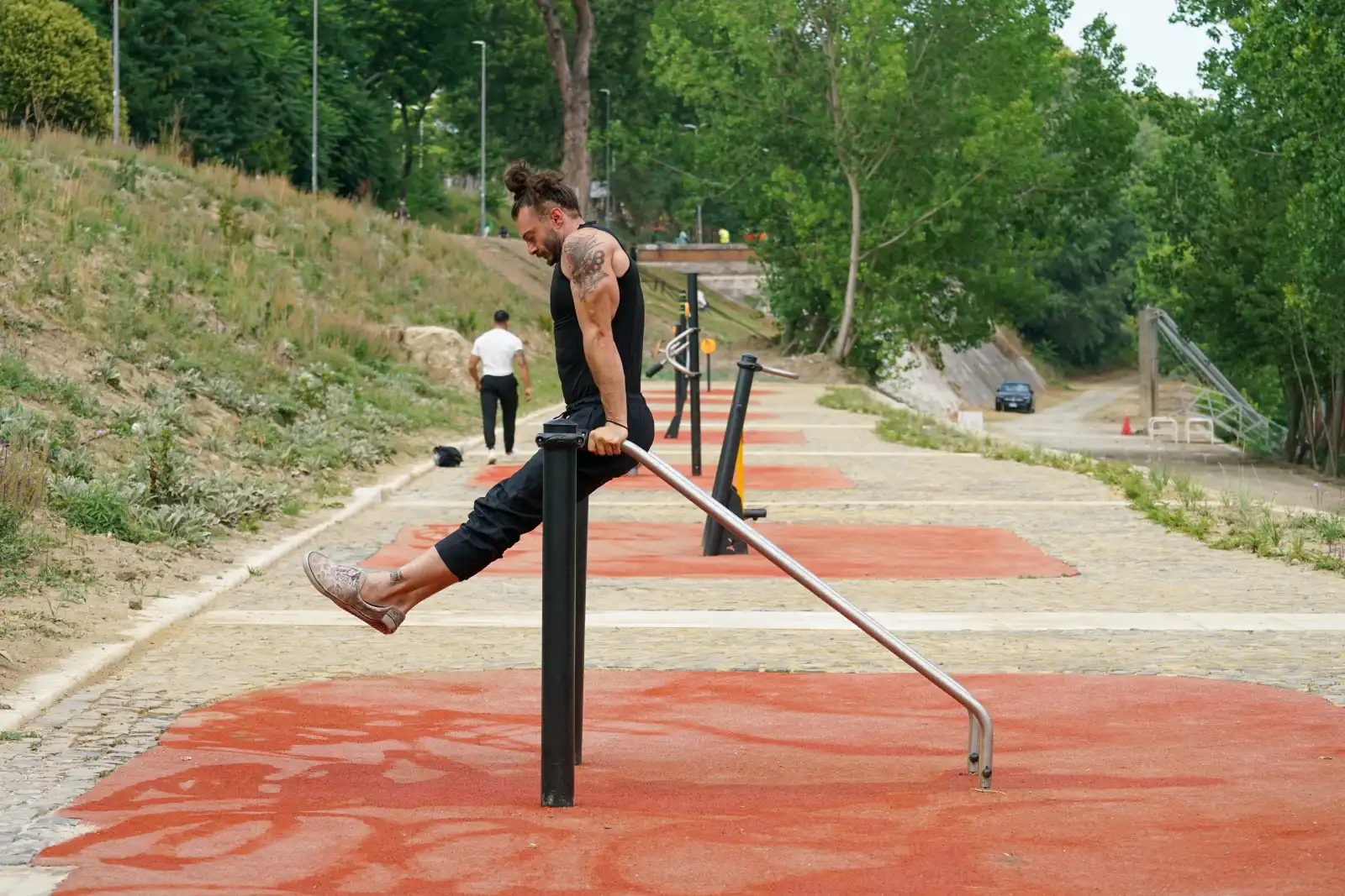 Parco fluviale Foro Italico, parco d'affaccio sul Tevere. Tratto attrezzato con strumenti per il fitness