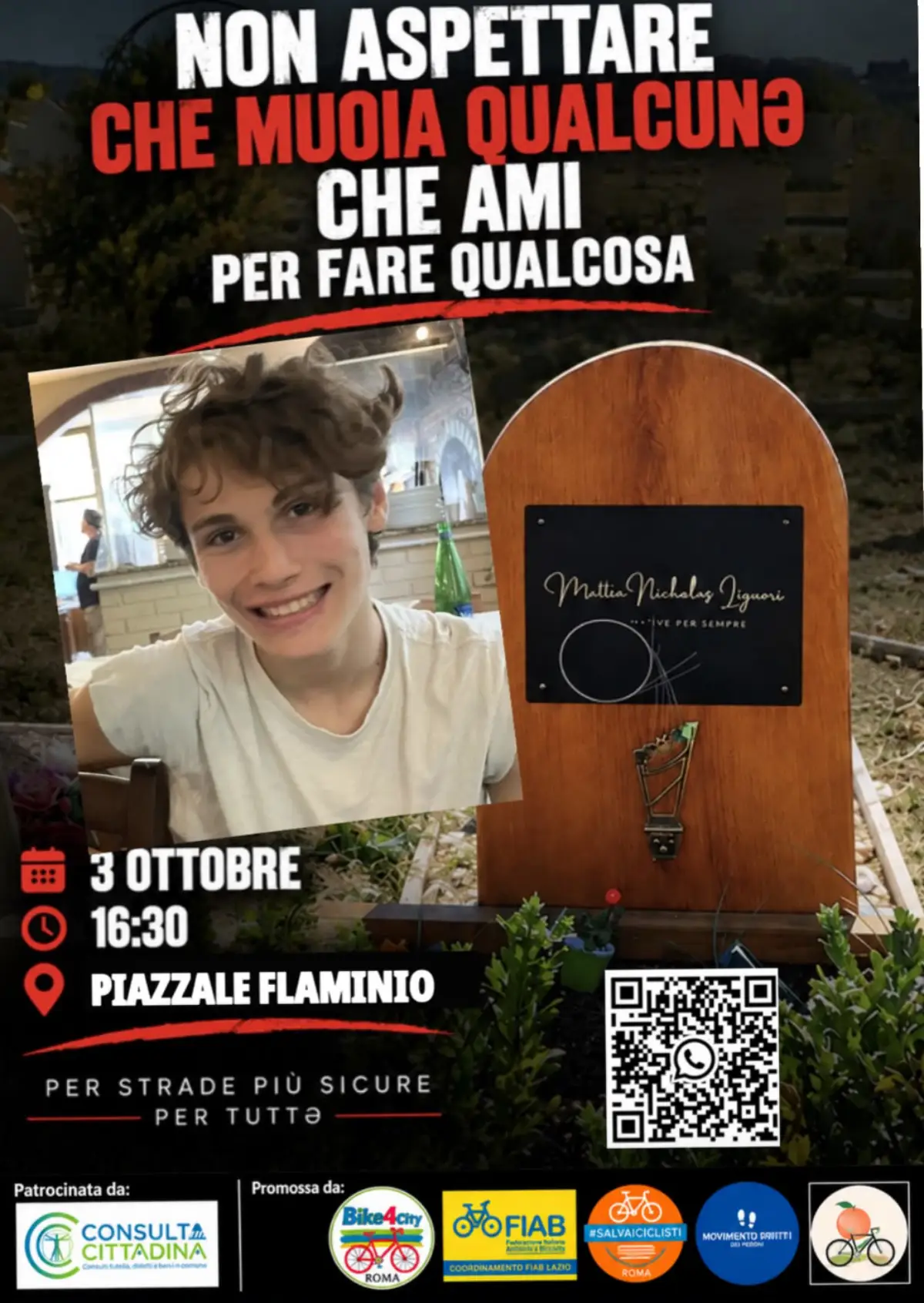 In piazza nel nome di Mattia Liguori per chiedere strade più sicure